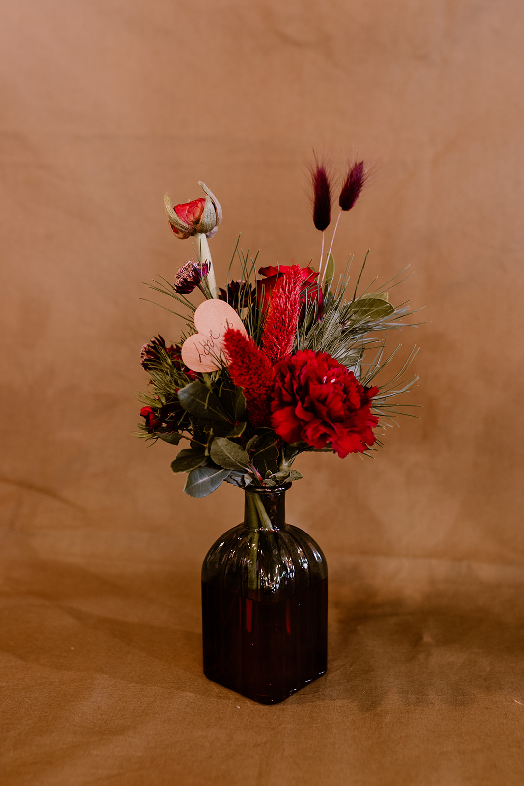bouquet de fleurs fraîches et séchées de saint valentin